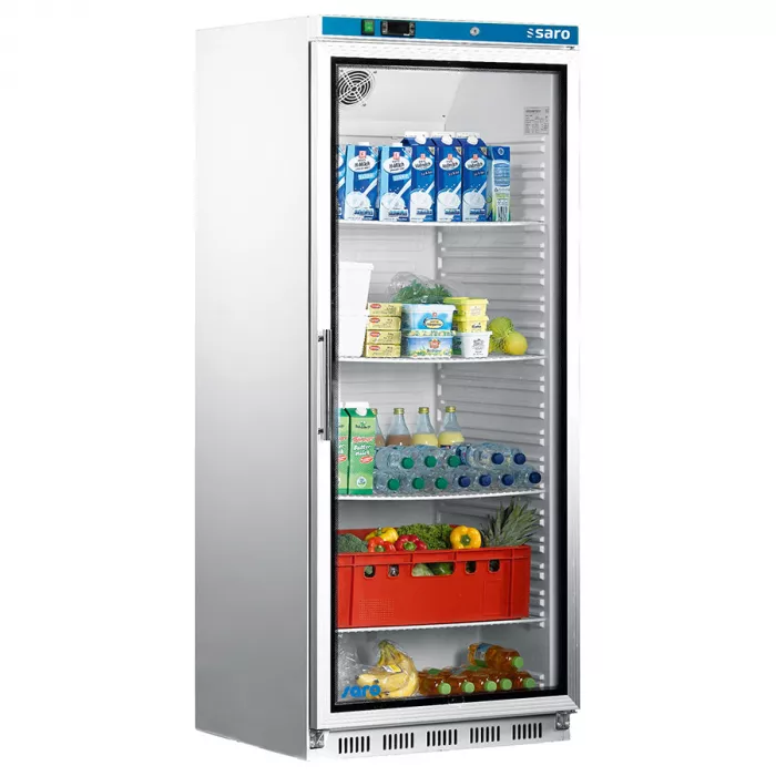 Lagerkühlschrank mit Glastür weiß 620 Liter