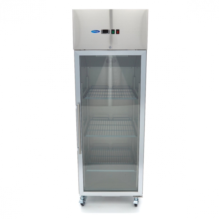 Gastro Gefrierschrank - 600 l - 3 Einstellbare Regale (2/1 GN) - Rostfreier Stahl - mit Glastür