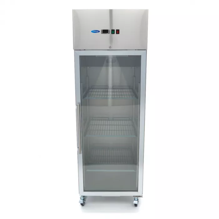 Gastro Gefrierschrank 600 Liter mit Glastür aus Edelstahl