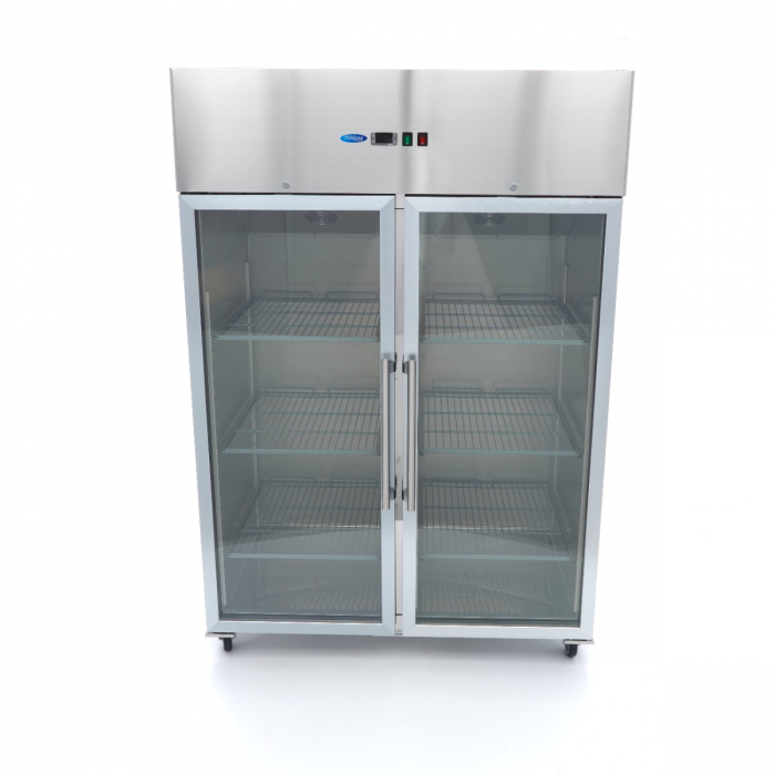 Gastro Kühlschrank - 1200 l - 6 Einstellbare Regale (2/1 GN) - Rostfreier Stahl - mit Glastür