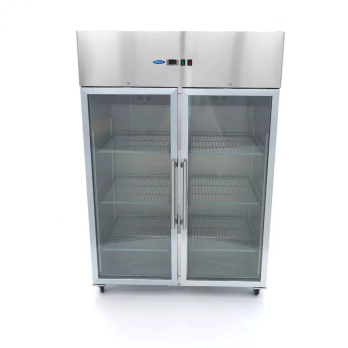 Gastro Kühlschrank - 1200 l - 6 Einstellbare Regale (2/1 GN) - Rostfreier Stahl - mit Glastür