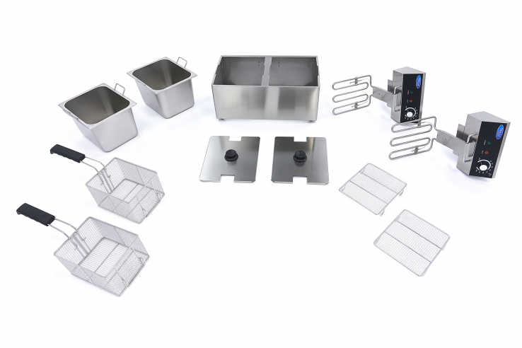 Fritteuse - 2 x 8L - 2 Körbe - bis zu 2,8 kg Pommes frites