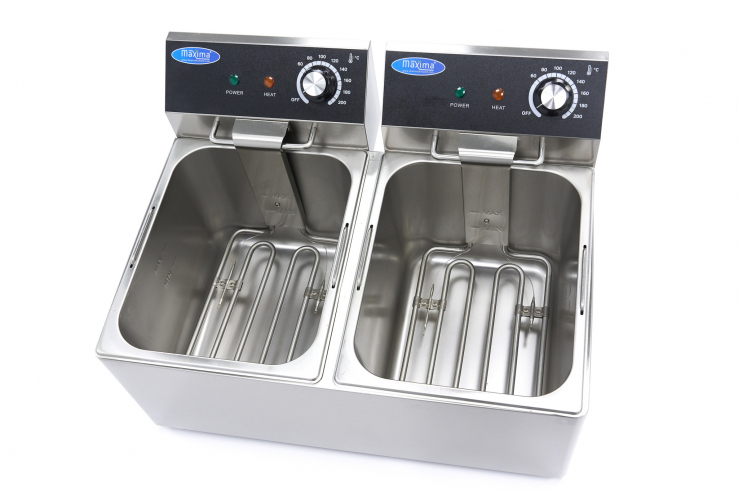 Fritteuse - 2 x 8L - 2 Körbe - bis zu 2,8 kg Pommes frites