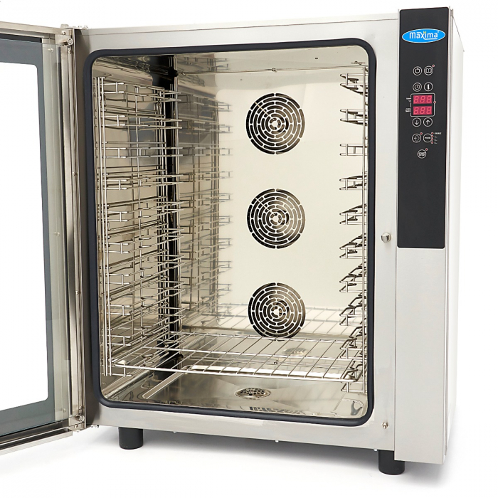 Kombi-Dampfofen - passend für 10 Tabletts (1/1 GN / 60 x 40cm) - Digitale Anzeige - 400V