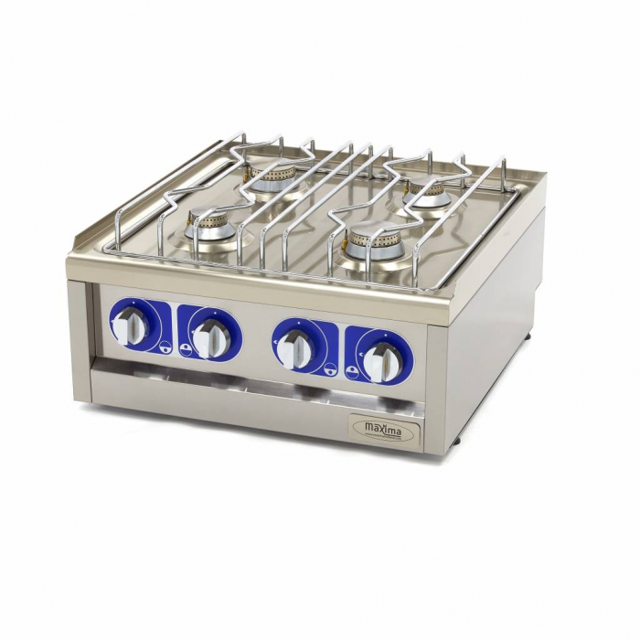 Gewerblicher Kocher 2 Brenner Doppelgerät 60 cm tief Gas - Professioneller Gastro Kocher