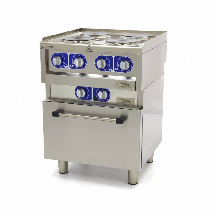 Gewerblicher Elektroherd mit 4 Brennern und Backofen - 60cm Tiefe