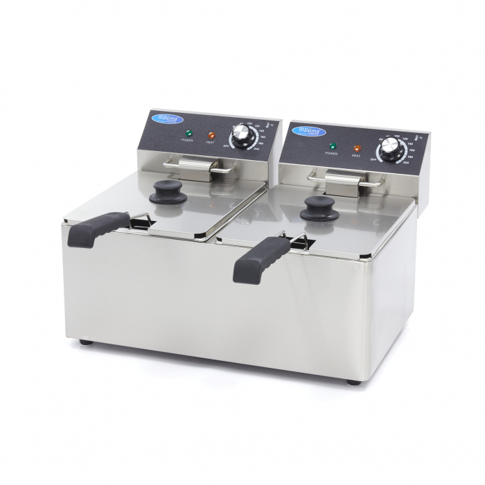 Fritteuse 2 x 8L mit 2 Körben für bis zu 2.8 kg Pommes Frites - Gastrohot