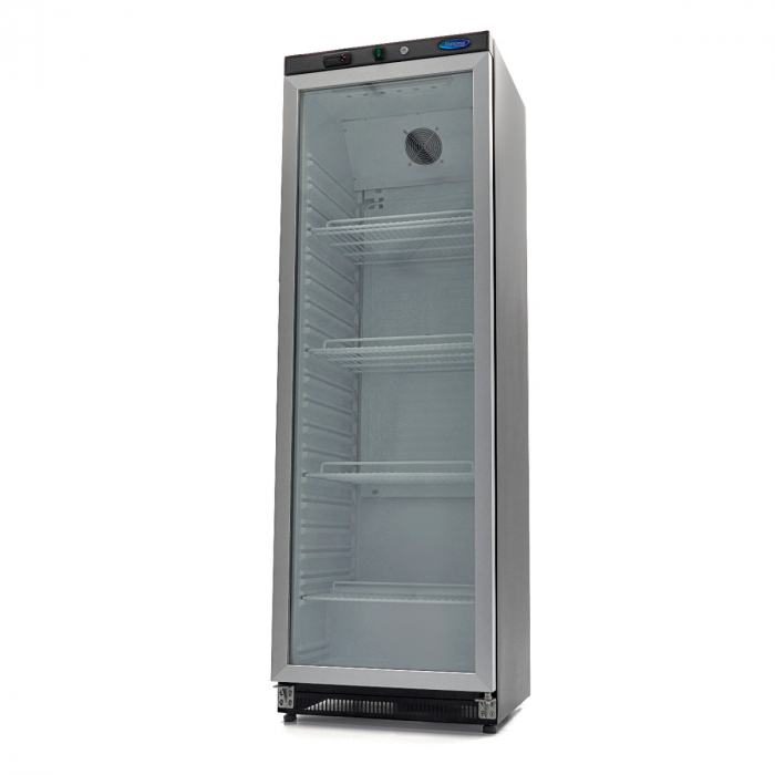 Kühlschrank 400L Schwarz mit Glastür - Energiesparend und leise - Ideal für Gastronomie und Gewerbezwecke