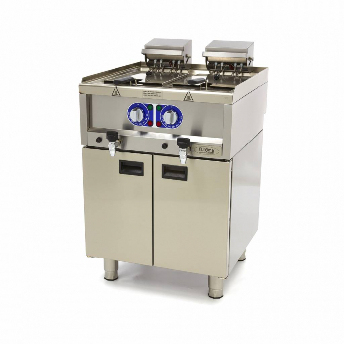 Fritteuse - 2 x 10L - 2 Körbe - mit Ablasshahn - 400V