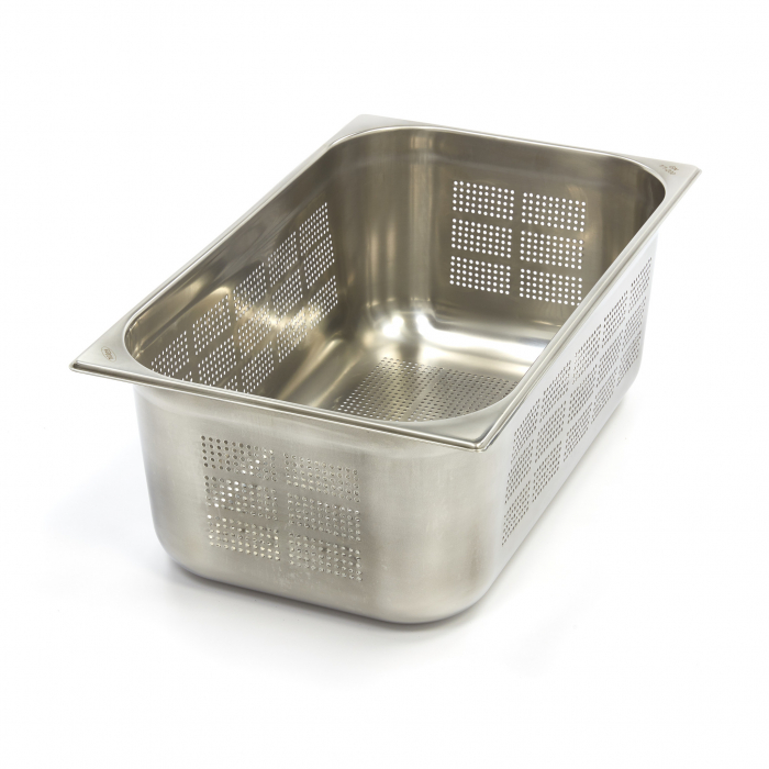 Gastronormbehälter 1/1 GN 20 cm tief Edelstahl durchlöchert - perforierter GN-Behälter 20 cm tief