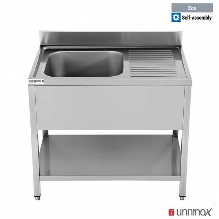 Spülbecken 1 Schale links 1000x700x850 mm Edelstahl Gastronomie