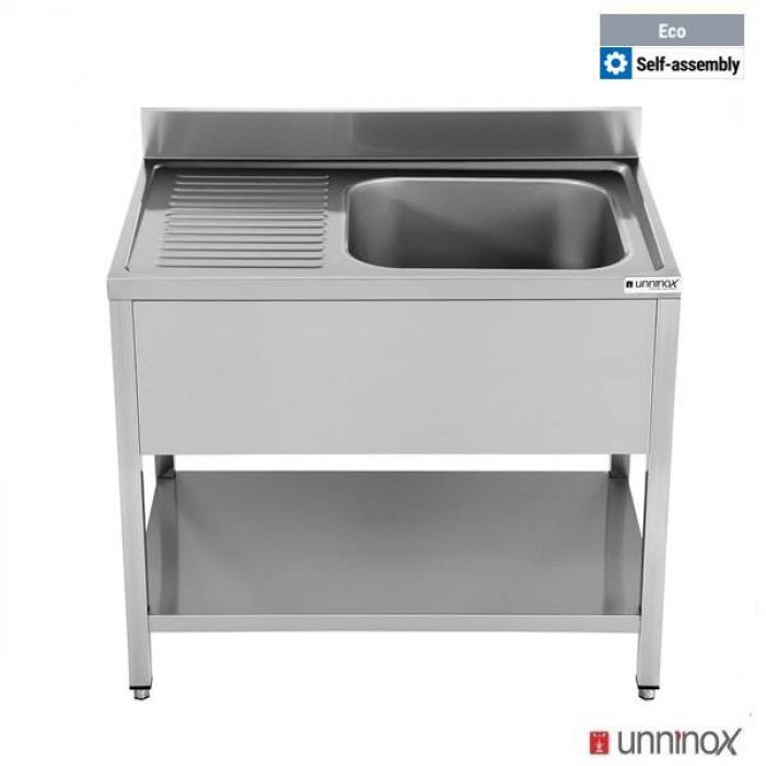 Arbeitstisch 1 Schale rechts 1400x700x850mm Edelstahl Gastronomie