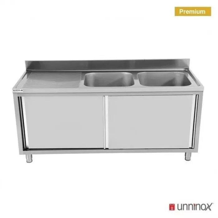 Spülenunterschrank 2 Becken 200x70x85cm Becken rechts