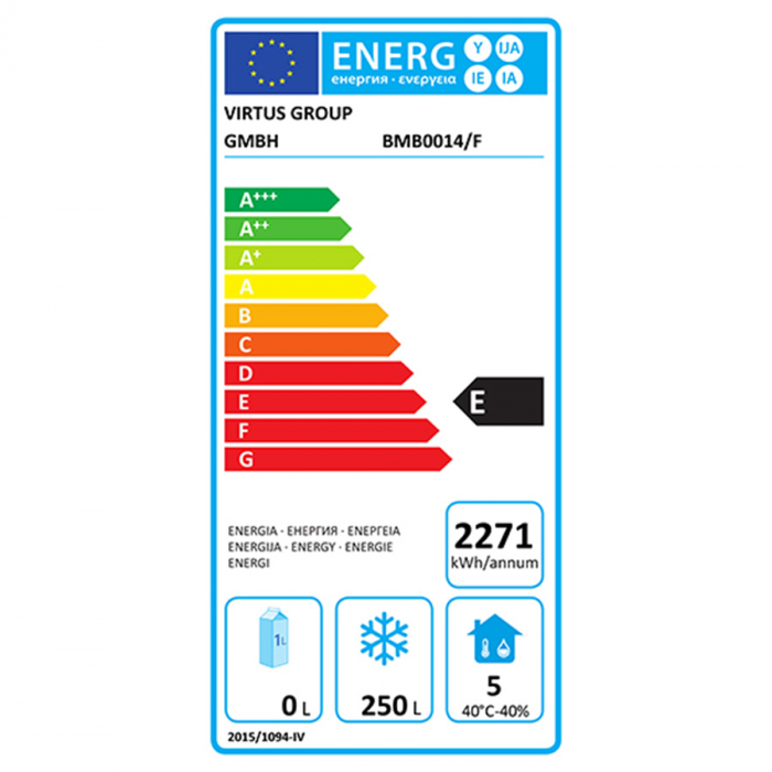Mastro Tiefkühlschrank 400 Liter aus Edelstahl | -10°/-18°C