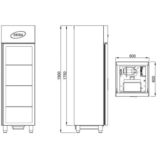 Mastro Edelstahl Tiefkühlschrank 400 Liter mit Glastür | -10°/-18°C
