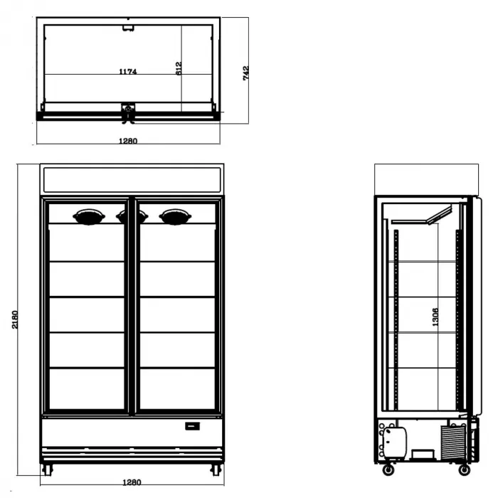 TOPLINE Getränkekühlschrank 1040 Liter mit LED-Leuchtaufsatz
