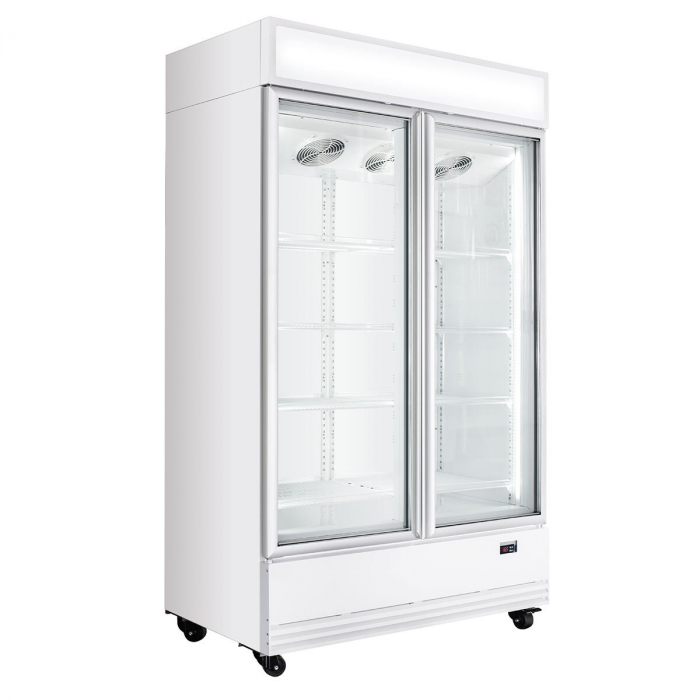 TOPLINE Getränkekühlschrank 1040 Liter Weiß mit Leuchtaufsatz