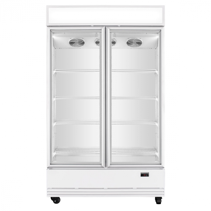 TOPLINE Getränkekühlschrank 1040 Liter Weiß mit Leuchtaufsatz