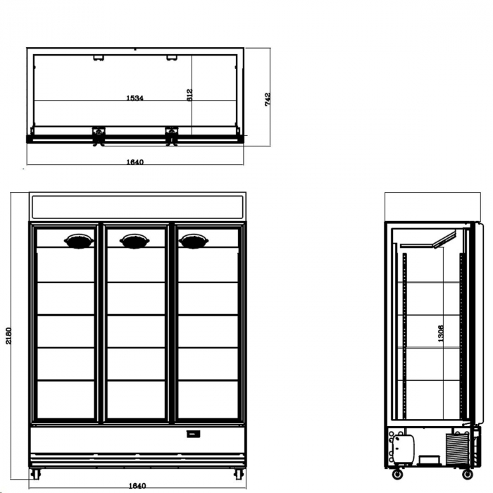 TOPLINE Getränkekühlschrank 1360 Liter mit Leuchtaufsatz