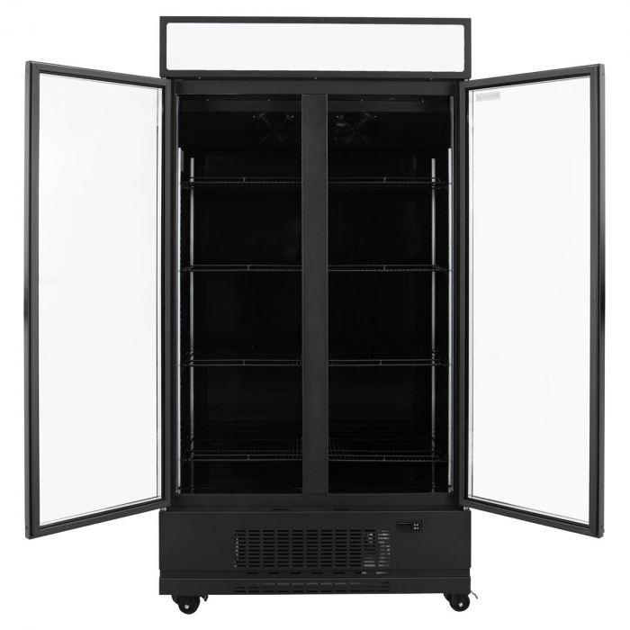 TOPLINE Getränkekühlschrank 870 Liter mit LED-Leuchtaufsatz & 2 Glastüren
