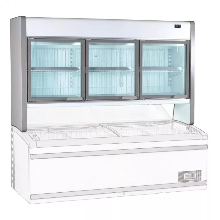TOPLINE Tiefkühltruhenaufsatz 900 mit 3 Glastüren & LED