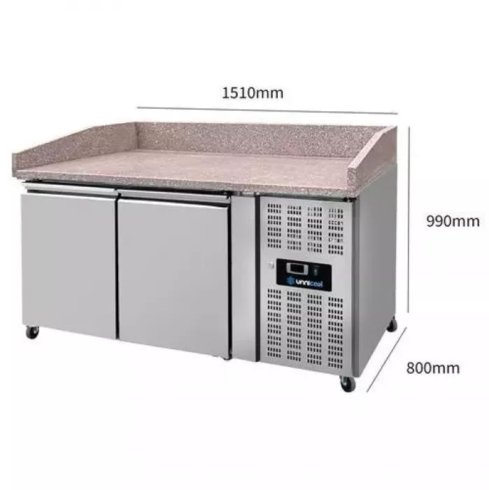 Pizza Theke 2 Türen 151x80x100cm 390L Edelstahl Automatik