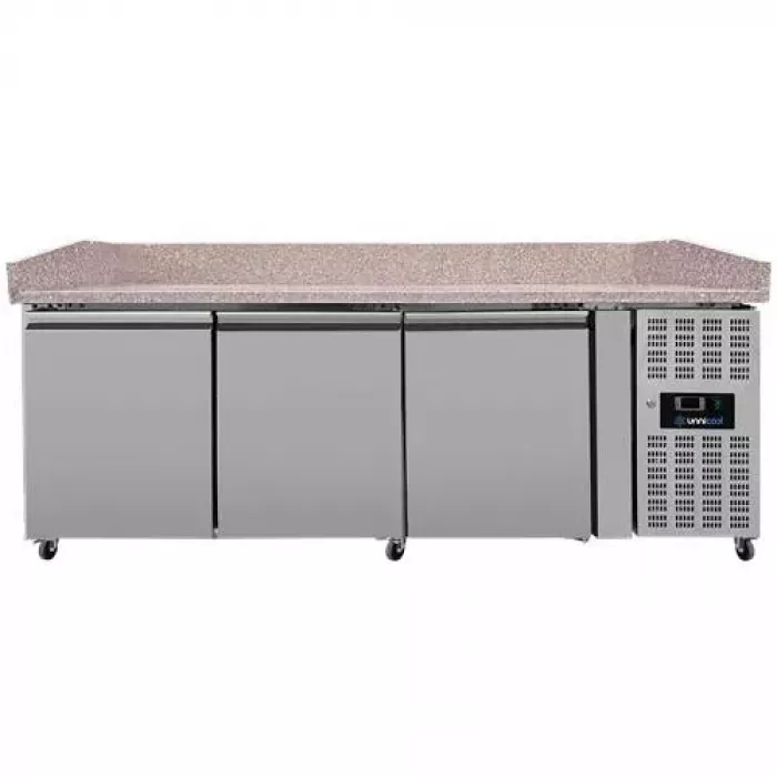 Pizza Kühltisch 3 Türen 202x80x100cm 580L Edelstahl Umluft
