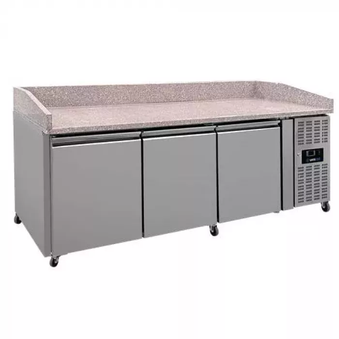 Pizza Kühltisch 3 Türen 202x80x100cm 580L Edelstahl Umluft