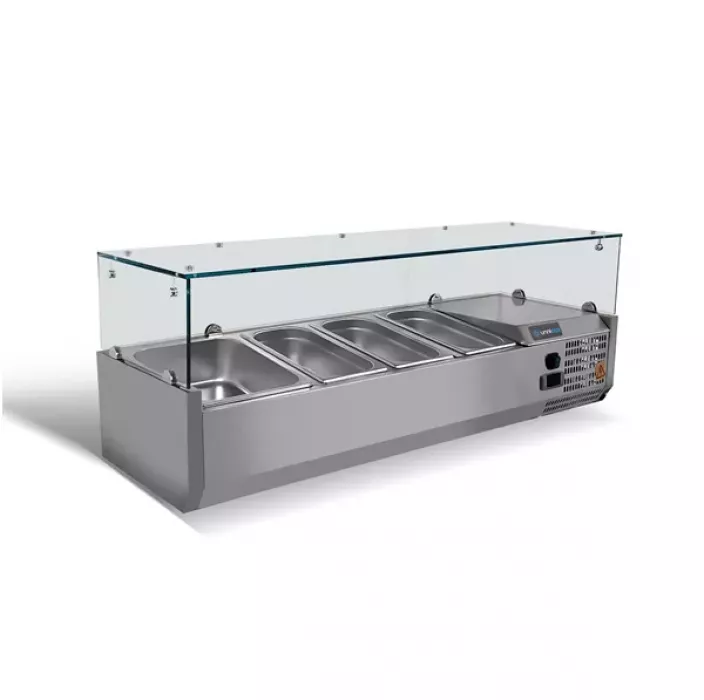 Gekühlte Arbeitsplatte 1600 mm Edelstahl für 7x GN 1/3 Behälter