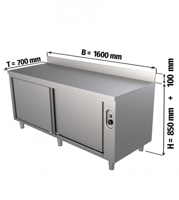 Wärmeschrank ECO mit Aufkantung | B1600 x T700 x H850 mm