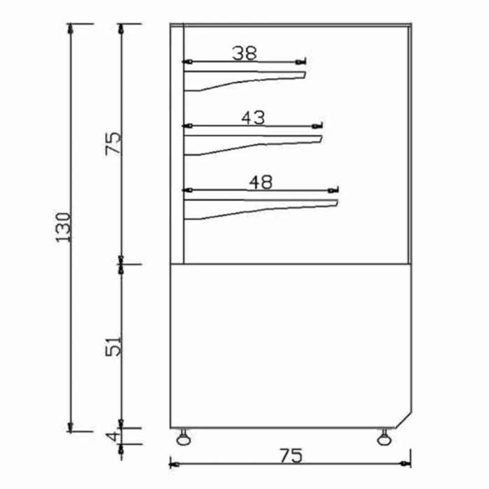 Wärmevitrine | Bordeaux-Schwarz | 1250x750x1300 mm