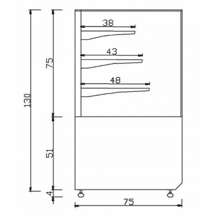 Wärmevitrine | Weiß-Schwarz | 1250x750x1300 mm