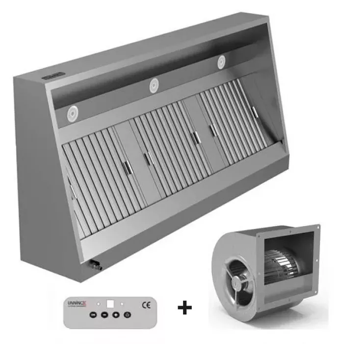Dunstabzugshaube UNNINOX 2400x950mm Edelstahl 2200 m³/h LED