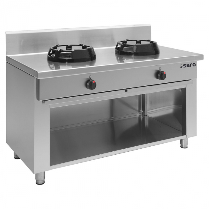 Wok-Gasherd mit offenem Unterbau | 2 Gasbrenner 2 x 21 kW