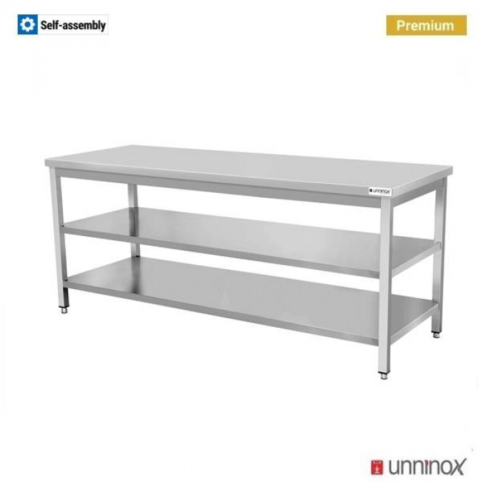 Arbeitstisch 90x70x85 cm Edelstahl ohne Aufsatz Doppelregal