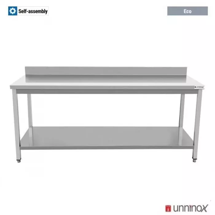 Arbeitstisch 700 mit Seitenwand 600x700xH850mm Edelstahl