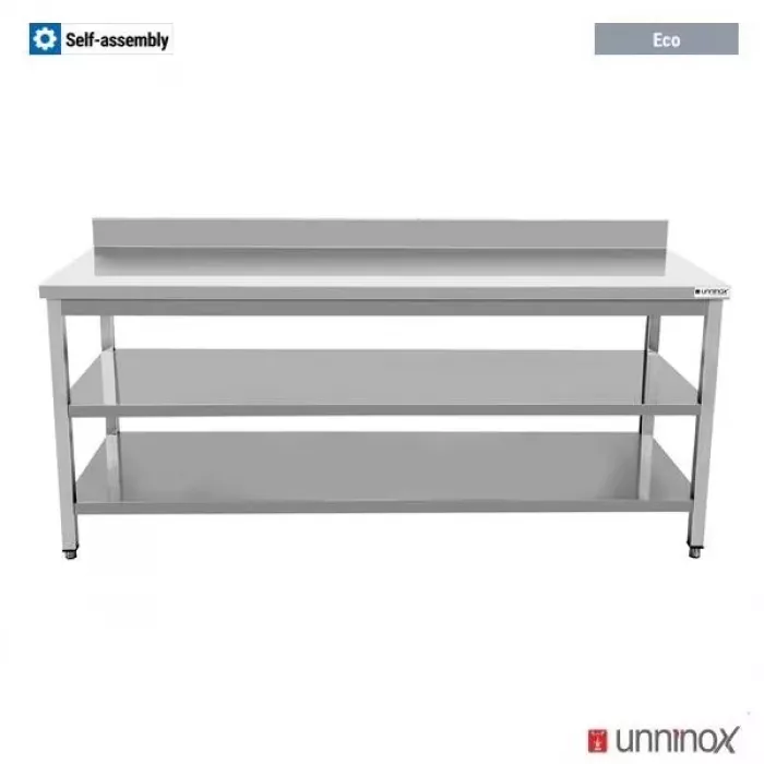 Arbeitstisch 1500x700x850 mm mit Aufsatz und Doppelboden ECO