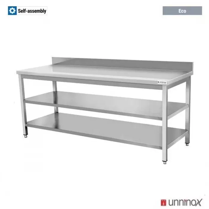 Arbeitstisch 1500x700x850 mm mit Aufsatz und Doppelboden ECO