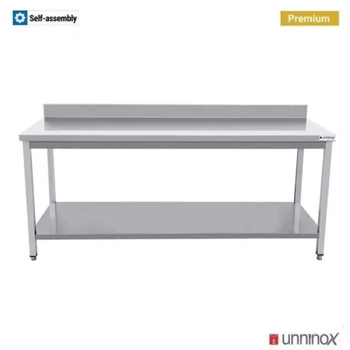 Arbeitstisch 700 mit Aufkantung und Grundboden 180x70x85cm Edelstahl