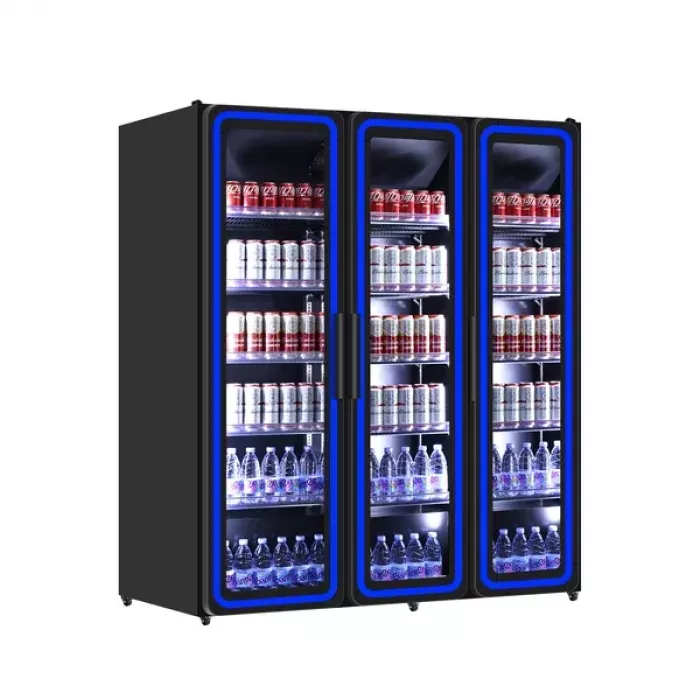 Getränkekühlschrank 3 Glastüren 1190L Blaues LED-Licht