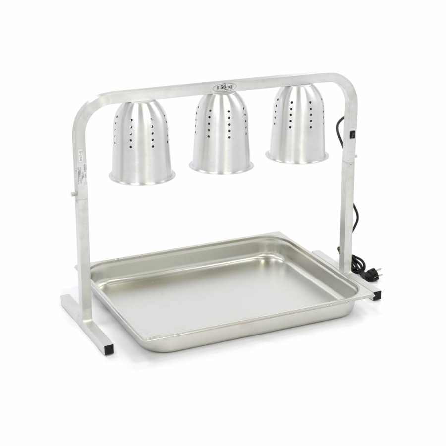 Verwarmingslamp 3 lampen inclusief 3 lampen en 1 x 1/2 GN bak - Gastrohot