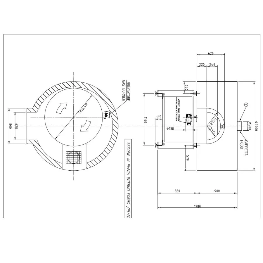 Holz und Gas Pizzaofen Pavesi PVP 130 ROUND | 10 bis 12 Pizzen Holz und Gas Pizzaofen Pavesi PVP 130 ROUND | 10 bis 12 Pizzen