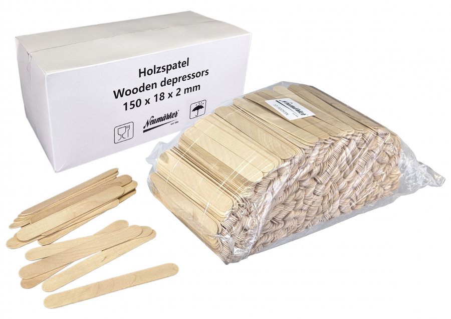 Holzspatel | Holzstiele für Waffel am Stiel | Eisstiele Holz | Birkenholz |150 x 18 x 2 mm | 1000 Stück