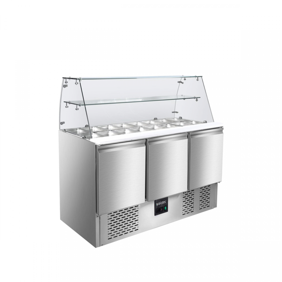 Saladette 700 3-fach mit eckigem Glasaufsatz - Gastrohot