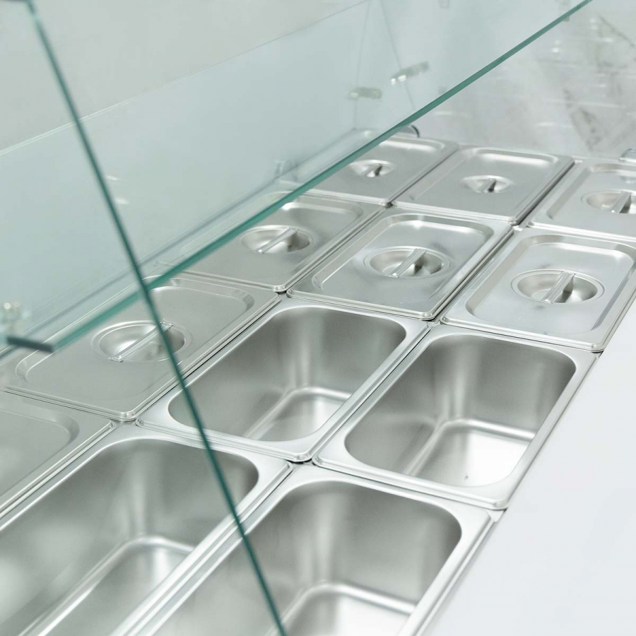 EASYLINE Saladette 700 / 3-fach mit eckigem Glasaufsatz