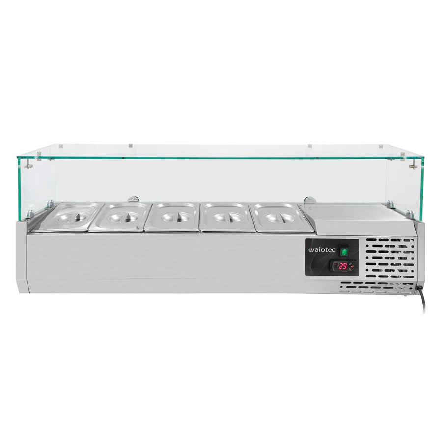 Koelopzetstuk 330 met glasafdekking 5xGN1/4 1200 - Easyline