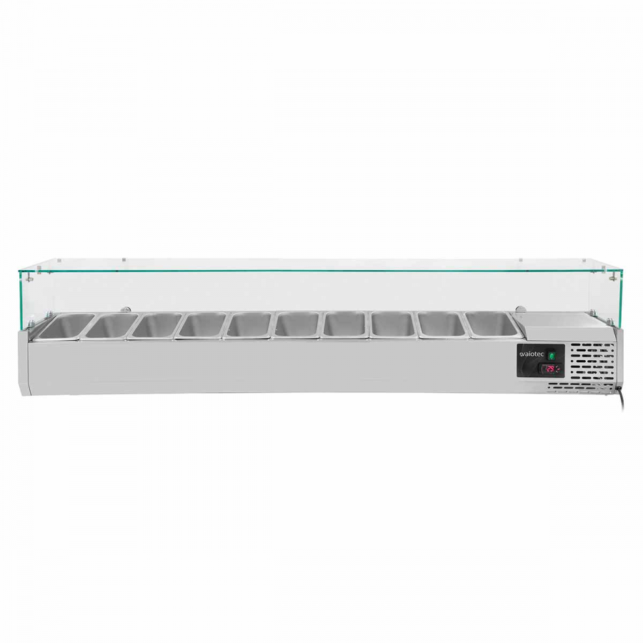 Kühlaufsatz 330 mit Glasabdeckung 10xGN1/4 - 2000, Gastro Kühlaufsatz mit Glasabdeckung, 10xGN1/4 - 2000, Easyline Kühlaufsatz mit Glasabdeckung