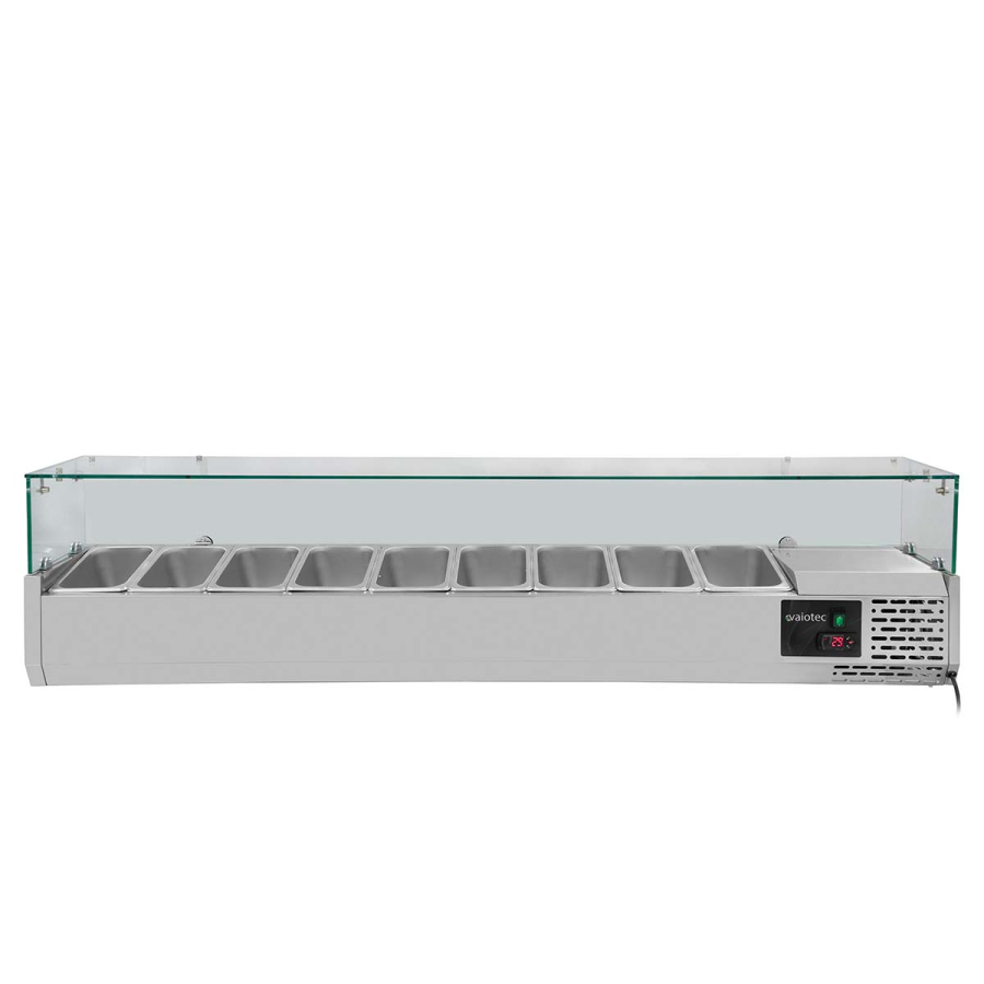 Koelopzetstuk 380 met glasafdekking 9xGN1/3 - Easyline - 2000 W - Gastrohot