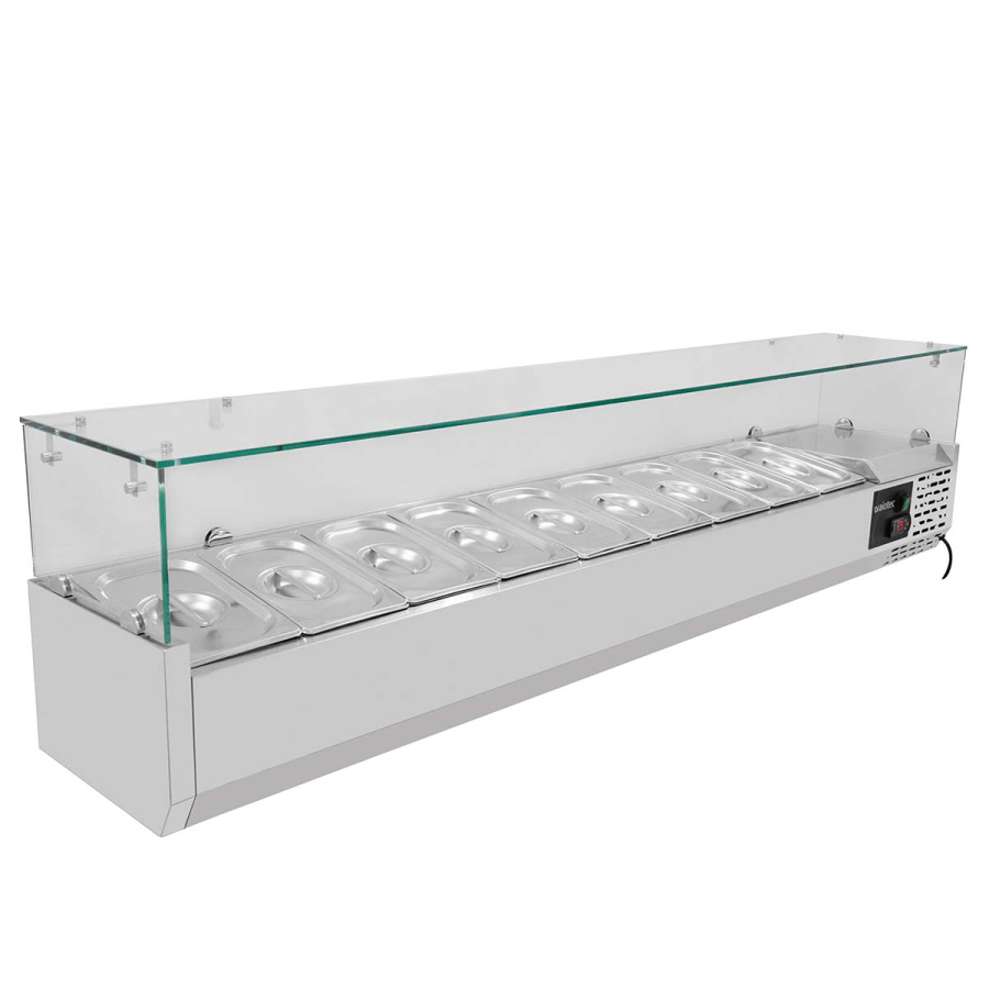 EASYLINE Koelopzetstuk 380 met glazen deksel 9xGN1/3 - 2000