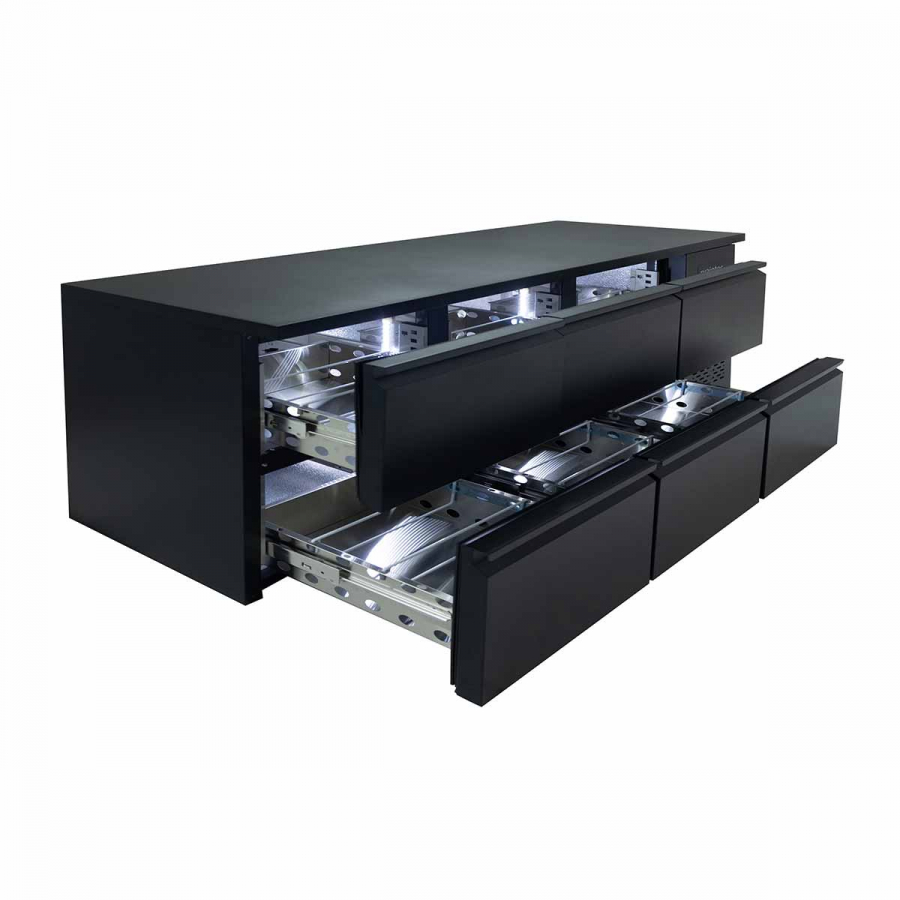 EASYLINE Barkühltisch schwarz / 6 Schubladen - 425 l